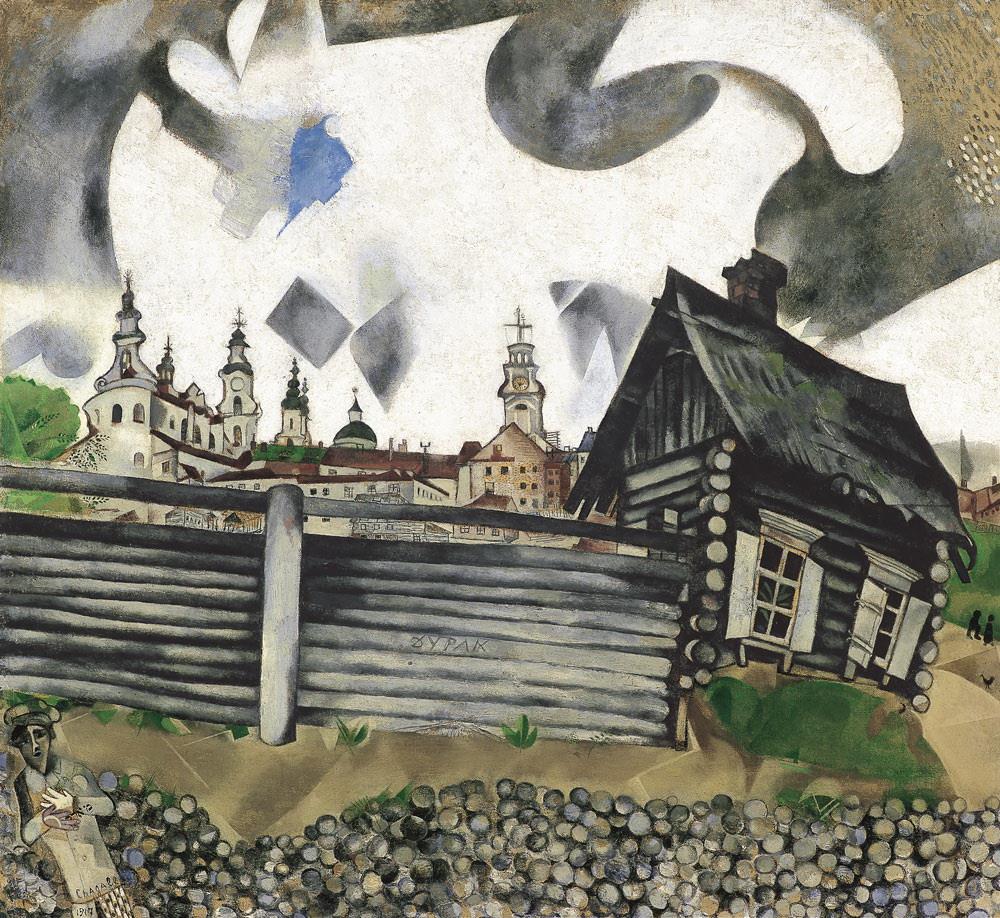 La Maison en Gris contemporaine de Marc Chagall Peintures à l'huile